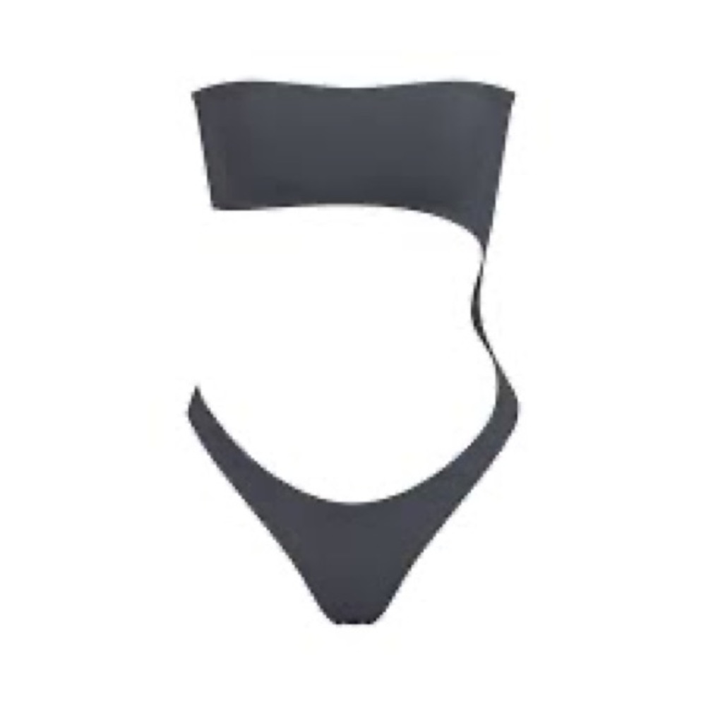 🩶SKIMS SWIM STRAPLESS MONOKINI SWIMSUIT GUNMETAL M